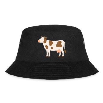 Pastellkuh mit braunen Flecken - Bucket Hat - Schwarz - Vorne - Lela (165cm)