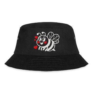 LoveBee Hearts: Niedliche Linienkunst-Biene - Bucket Hat - Schwarz - Vorne - Lela (165cm)