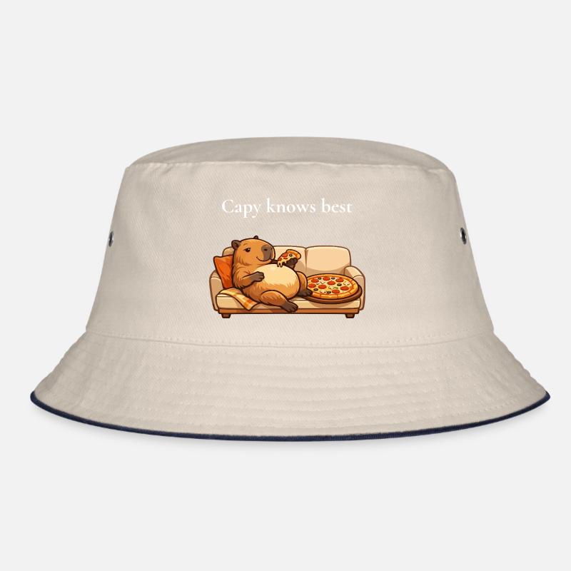Capybara Mit Pizza Auf Sofa Bucket Hat