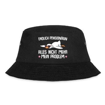 Pensionärin Gans mit Sonnenbrille - Pension - Bucket Hat - Schwarz - Vorne - Lela (165cm)