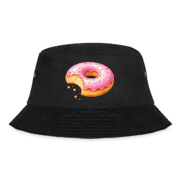 Donut mit Biss – Süßes Dessert Design   - Bucket Hat - Schwarz - Vorne - Lela (165cm)