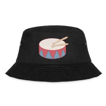 Cartoon Trommel mit Dreiecksdekor - Bucket Hat - Schwarz - Vorne - Lela (165cm)