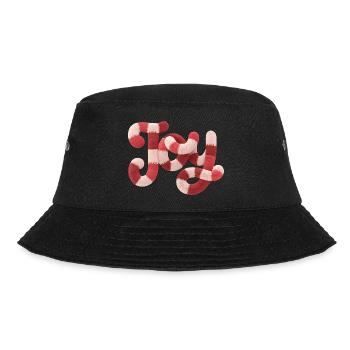 Weihnachts JOY Typografie Rot Weiß Motiv - Bucket Hat - Schwarz - Vorne - Lela (165cm)