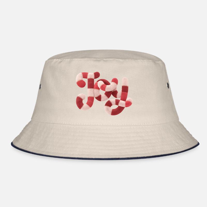 Christmas JOY Typography Red White Motif Bucket Hat