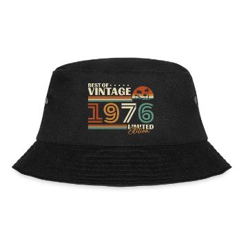 1976 Vintage Retro Geburtstagsgeschenk - Bucket Hat - Schwarz - Vorne - Lela (165cm)
