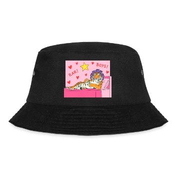 Pink Tiger Lounge mit Herzen und Haarlockenwicklern - Bucket Hat - Schwarz - Vorne - Lela (165cm)