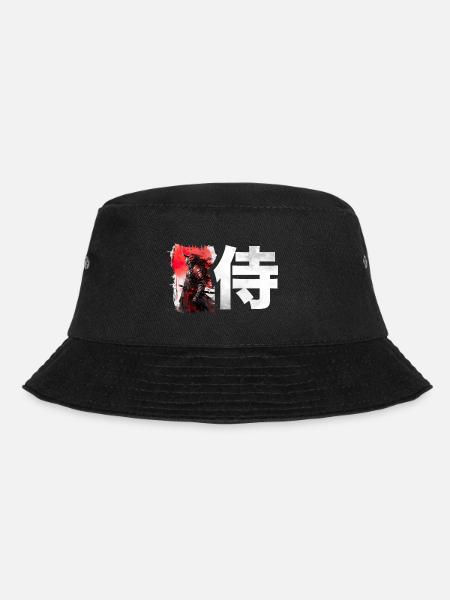 Japanese Kanji SAMURAI - Anime Shirt - Bucket Hat - black