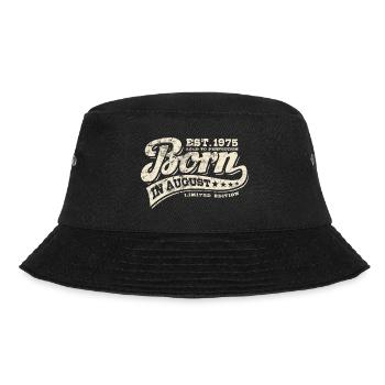 Born in August 1975 - Geburtstag - Geschenk - Bucket Hat - Schwarz - Vorne - Lela (165cm)