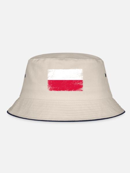 Polen Flagge polnische Fahne für Patrioten - Bucket Hat - Natur/Navy - Vorne