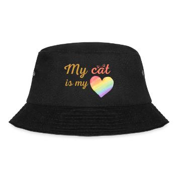 Meine Katze ist meine liebevolle Regenbogenorange - Bucket Hat - Schwarz - Vorne - Lela (165cm)