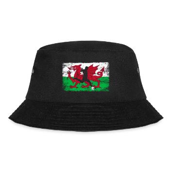 Wales Fußball Fan von walisischer Mannschaft - Bucket Hat - Schwarz - Vorne - Lela (165cm)