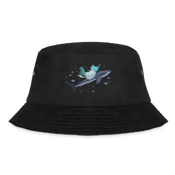 Hai und Katze Meerestier Spaß - Bucket Hat - Schwarz - Vorne - Lela (165cm)
