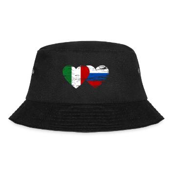 Italy Russia Flag Heart Used - Bucket Hat - black - Front - Lela (165cm)