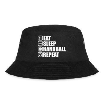 eat,sleep ,handball, repeat - Bucket Hat - Schwarz - Vorne - Lela (165cm)