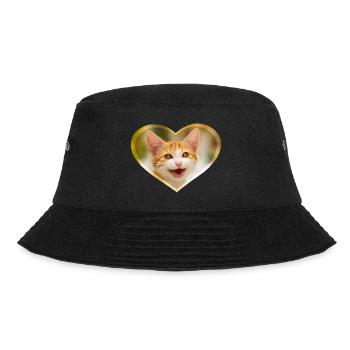 Niedliches junges Katzenkind miaut lustig mit Herz - Bucket Hat - Schwarz - Vorne - Lela (165cm)
