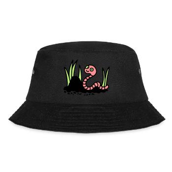 Regenwurm Erde - 3 - Bucket Hat - Schwarz - Vorne - Lela (165cm)
