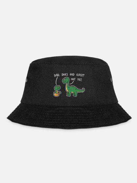Atheist Dad Does God Exist? Not Yet Dinosaurs - Bucket Hat - black