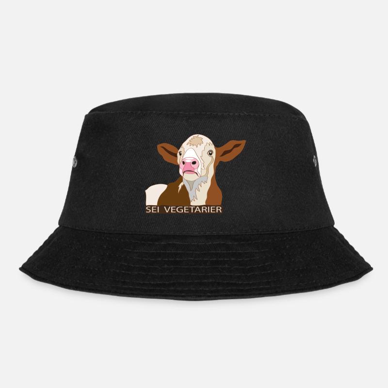 Kalb: Sei Vegetarier - Bucket Hat - Schwarz