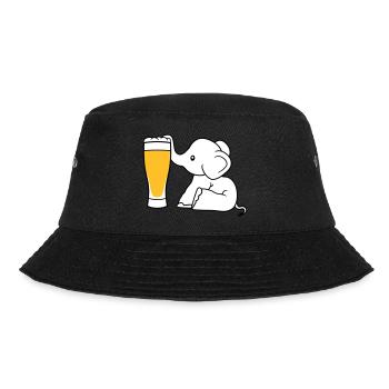 elephant beer suck alcohol drink thirst drunk - Bucket Hat - black - Front - Lela (165cm)