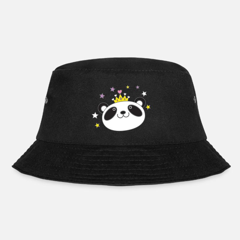 Panda Gesicht Krone in einer königlichen Krone - Bucket Hat - Schwarz