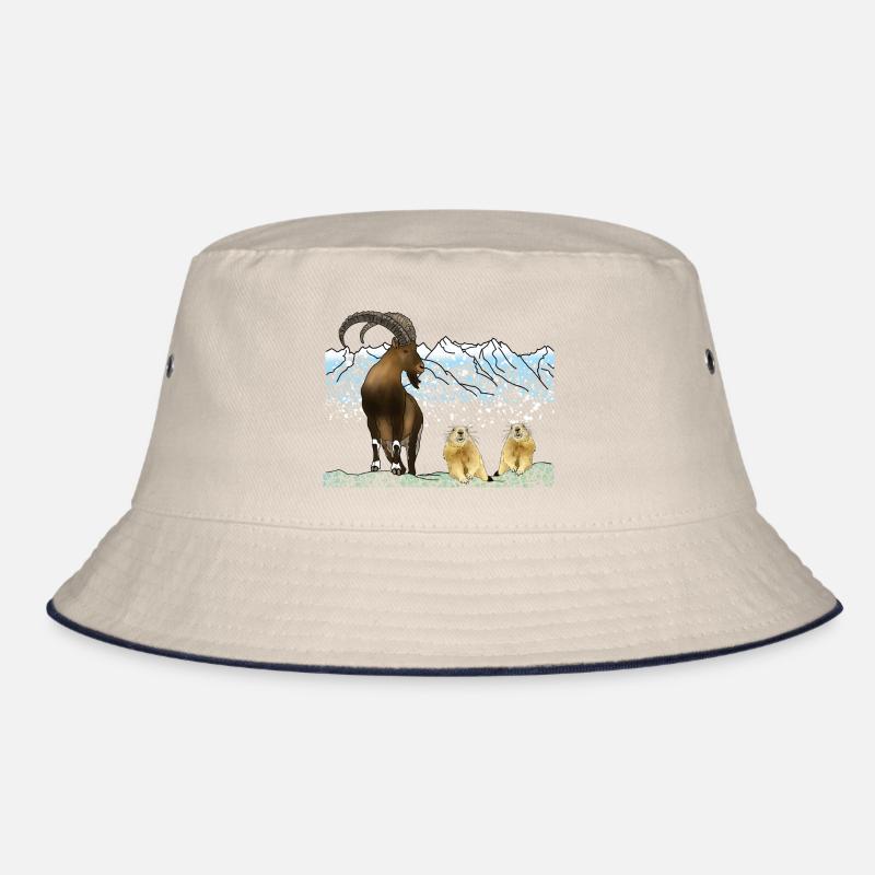Steinbock, Murmeltiere, Berge Bucket Hat