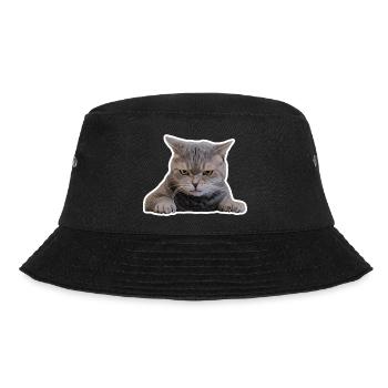 Süße, grimmige Katze - Gesicht (Geschenk) - Bucket Hat - Schwarz - Vorne - Lela (165cm)