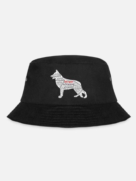 German Shepherd Silhouette Race Dog Text - Bucket Hat - black