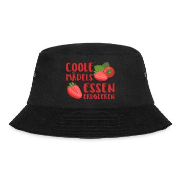Mädchen Erdbeeren Sommer Geburtstag Geschenk - Bucket Hat - Schwarz - Vorne - Lela (165cm)
