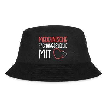 Medizinische Fachangestellte Arzthelferin MFA mit - Bucket Hat - Schwarz - Vorne - Lela (165cm)