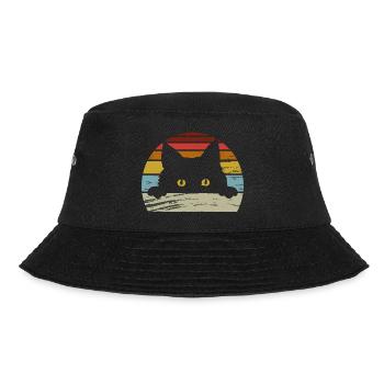 black cat face - Bucket Hat - Schwarz - Vorne - Lela (165cm)