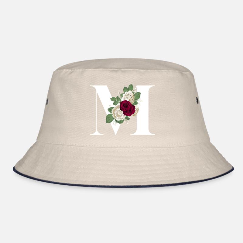 letter M flowered Bucket Hat