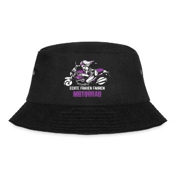 Echte Frauen fahren Motorrad Biker Girl Biken - Bucket Hat - Schwarz - Vorne - Lela (165cm)
