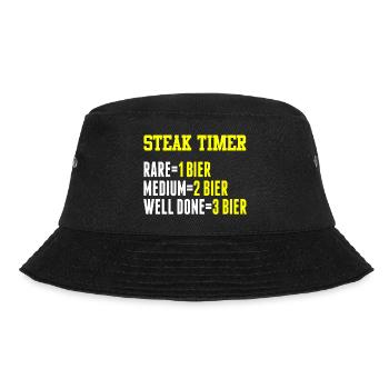 Steaktimer Rare 1Bier Medium 2Bier Well Done 3Bier - Bucket Hat - Schwarz - Vorne - Lela (165cm)