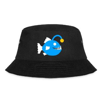 Fisch Anglerfisch Tiefsee Tiefseefisch Grafik Icon - Bucket Hat - Schwarz - Vorne - Lela (165cm)