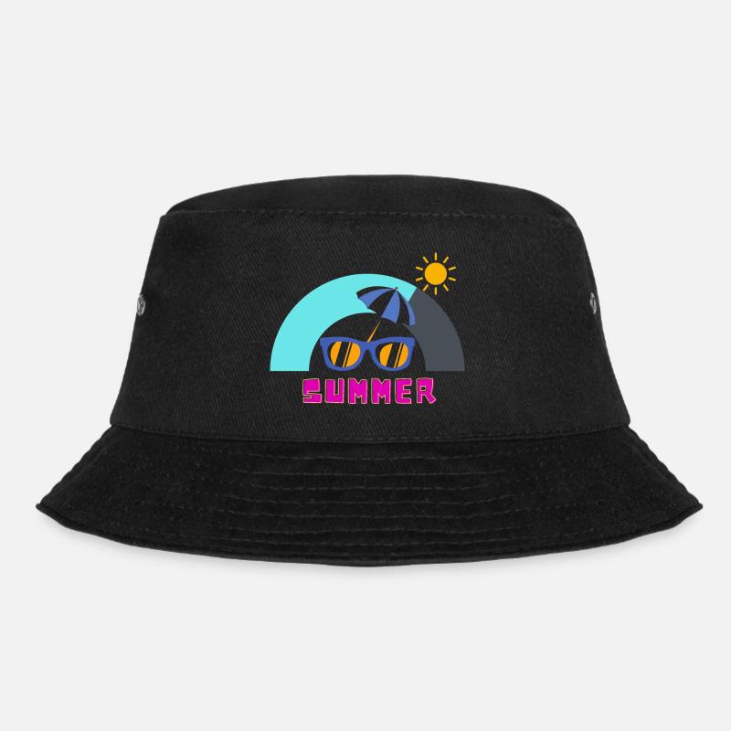 Sonniger Sommer und Freizeit - Bucket Hat - Schwarz