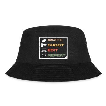 Journalist Journalism Write Edit Repeat - Bucket Hat - black - Front - Lela (165cm)