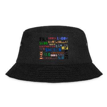 Wörter SWEDEN - Bucket Hat - Schwarz - Vorne - Lela (165cm)