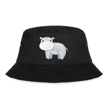 Cute Hippo Baby Africa Savannah Safari Hippo - Bucket Hat - black - Front - Lela (165cm)