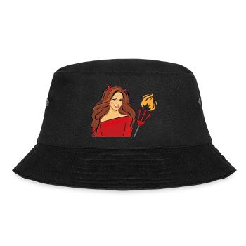 Smiling woman in devil costume at Halloween party - Bucket Hat - black - Front - Lela (165cm)