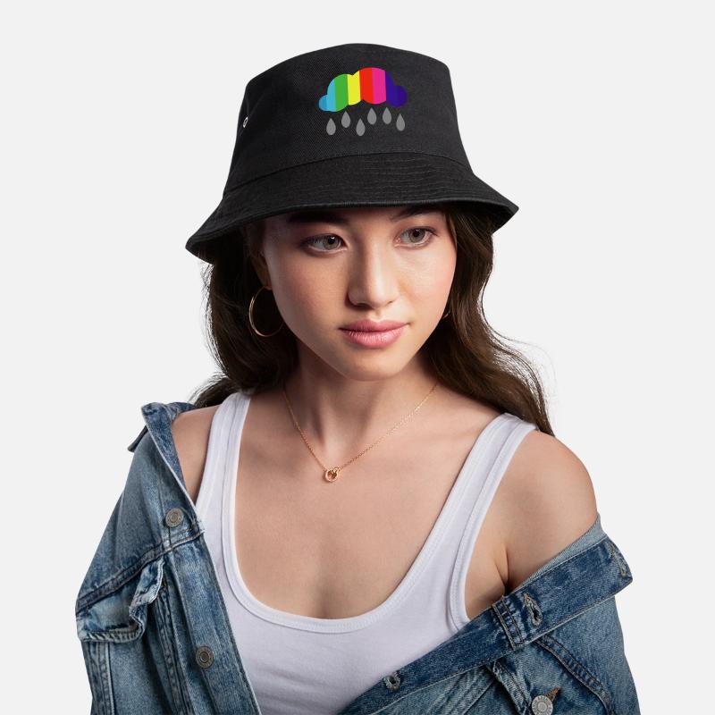 Cloud Rain Rainbow Colors Gift Idea Bucket Hat