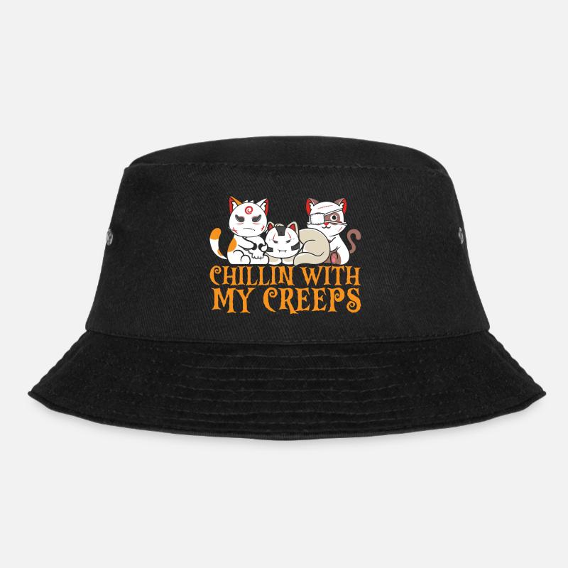 Chillin mit My Creeps Cat Horror Lustige Katze - Bucket Hat - Schwarz