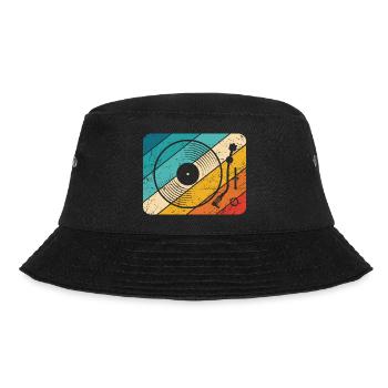 Vinly Plattenspieler Schallplatte LP Musik Motiv L - Bucket Hat - Schwarz - Vorne - Lela (165cm)