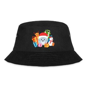 Christmas Cat Present - Bucket Hat - black - Front - Lela (165cm)