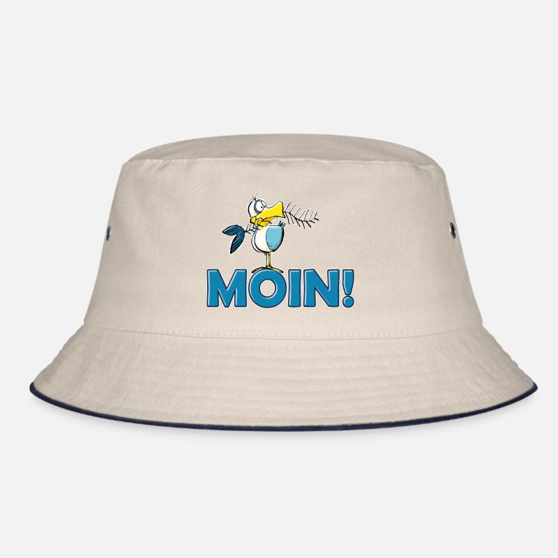 lustige Moin Möwe mit Gräte Bucket Hat