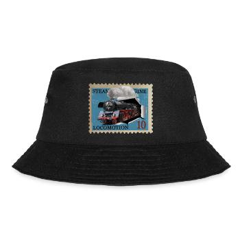 Briefmarke Dampflokomotive - Bucket Hat - Schwarz - Vorne - Lela (165cm)