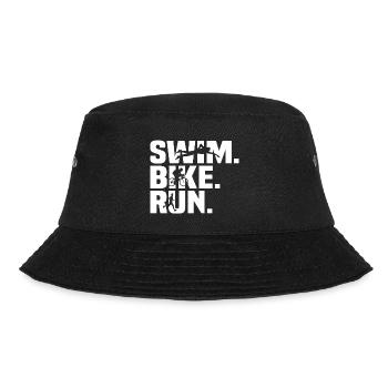 swim bike run t-shirt triathlon triathlete - Bucket Hat - Schwarz - Vorne - Lela (165cm)