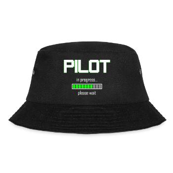 Pilot In Progress Please Wait - Piloten Geschenk - Bucket Hat - Schwarz - Vorne - Lela (165cm)