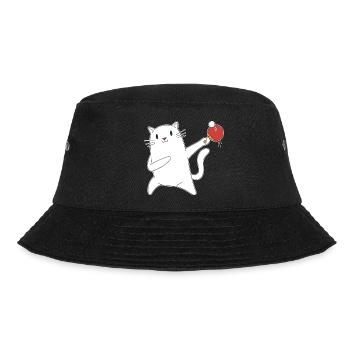Table Tennis Katze Pingpong Outfit Cat Tischtennis - Bucket Hat - black - Front - Lela (165cm)