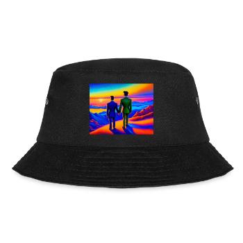 Liebespaar auf farbenfrohem Berg - Bucket Hat - Schwarz - Vorne - Lela (165cm)