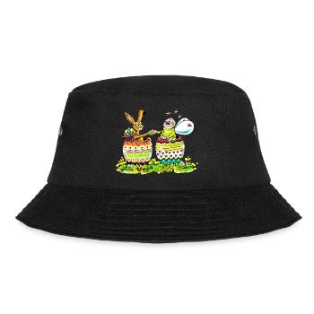 Blühwürmchen grüßt Osterhase - Bucket Hat - Schwarz - Vorne - Lela (165cm)
